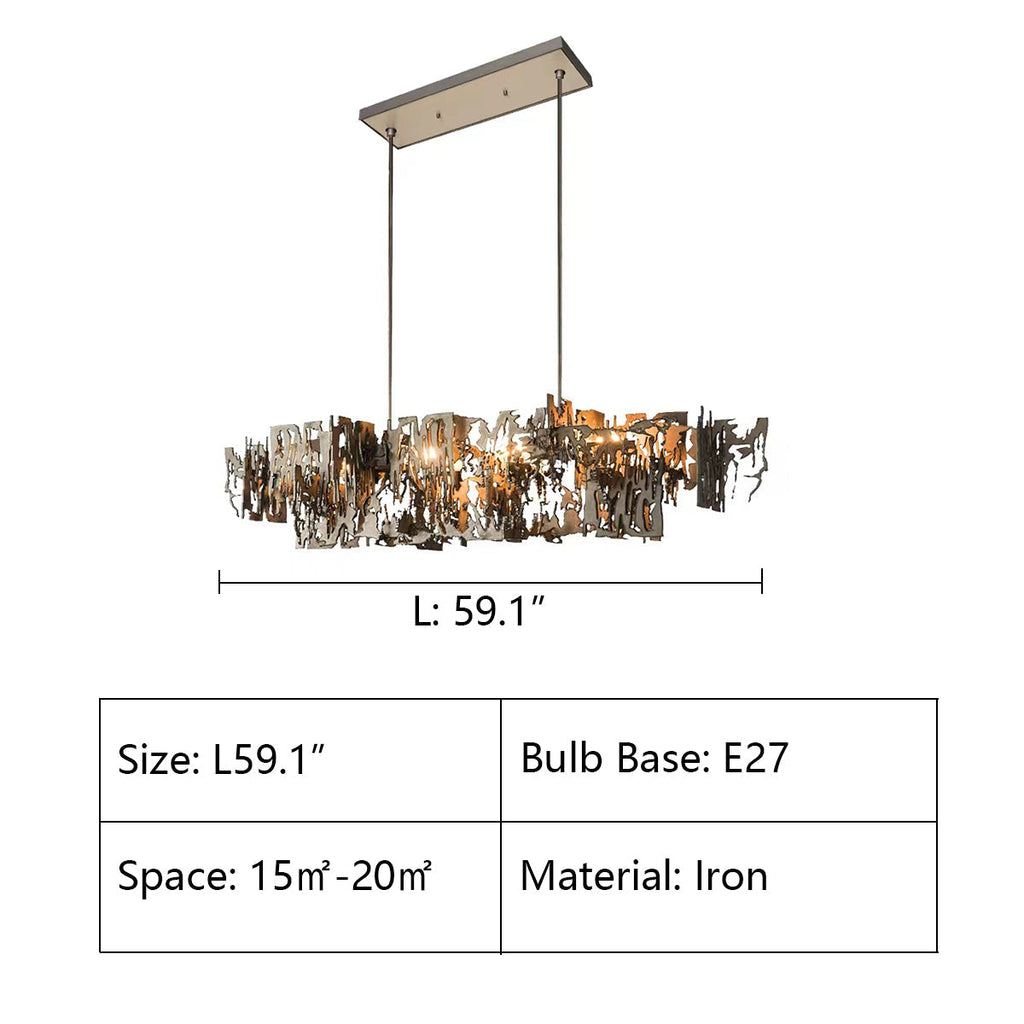 Oversize Post-modern Avant Art Irregular Metal Piece Chandelier for Living/Dining Room/Kitchen Island