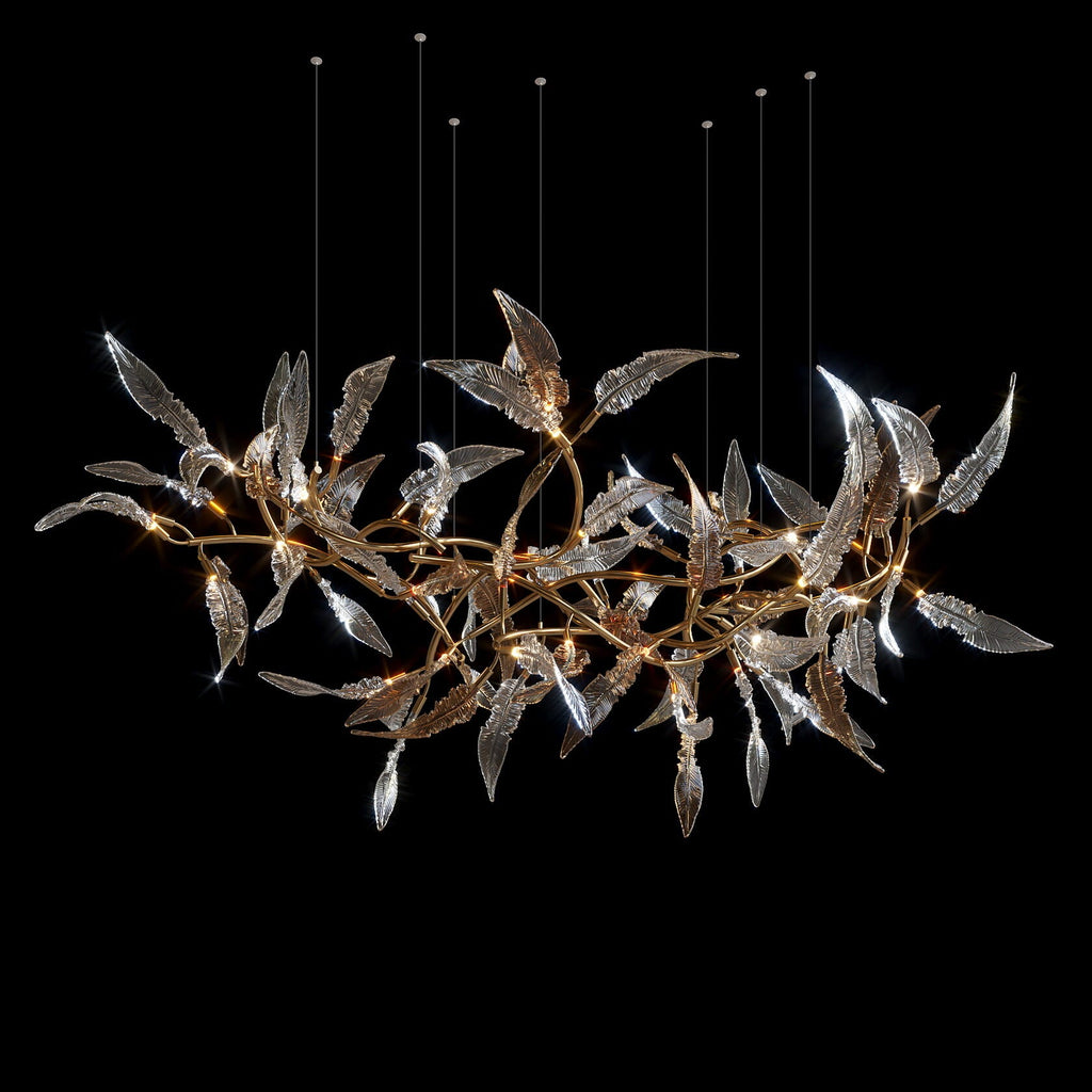Pink Silver Leaf Vine Chandelier