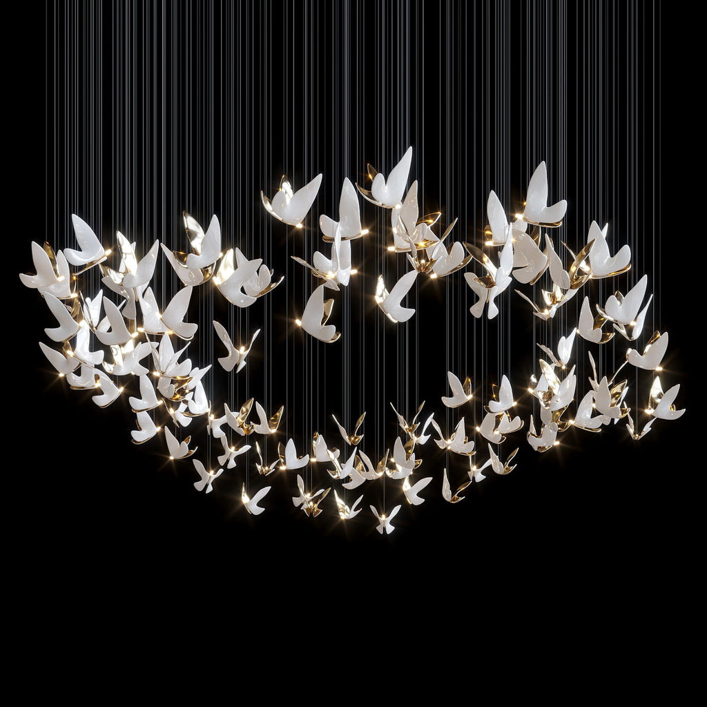 White Butterfly Flight Chandelier