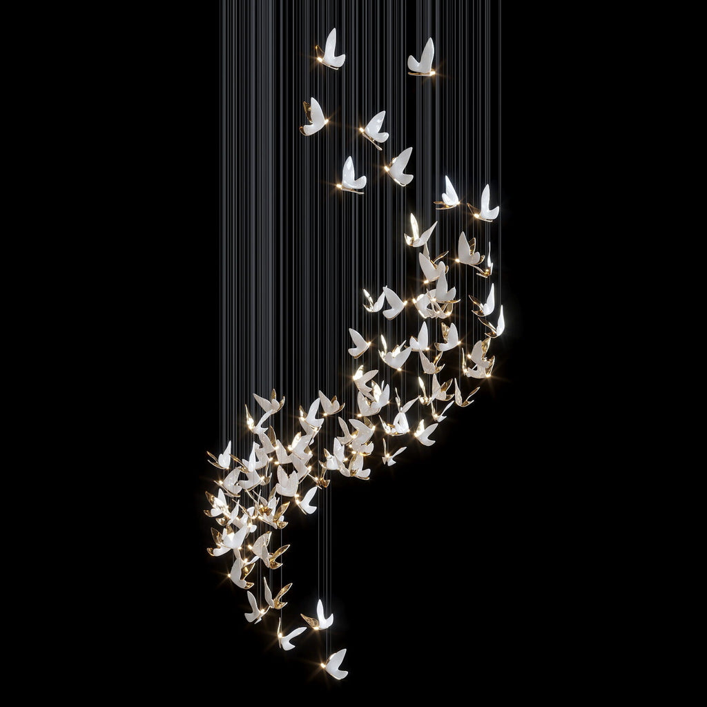 White Butterfly Flight Chandelier