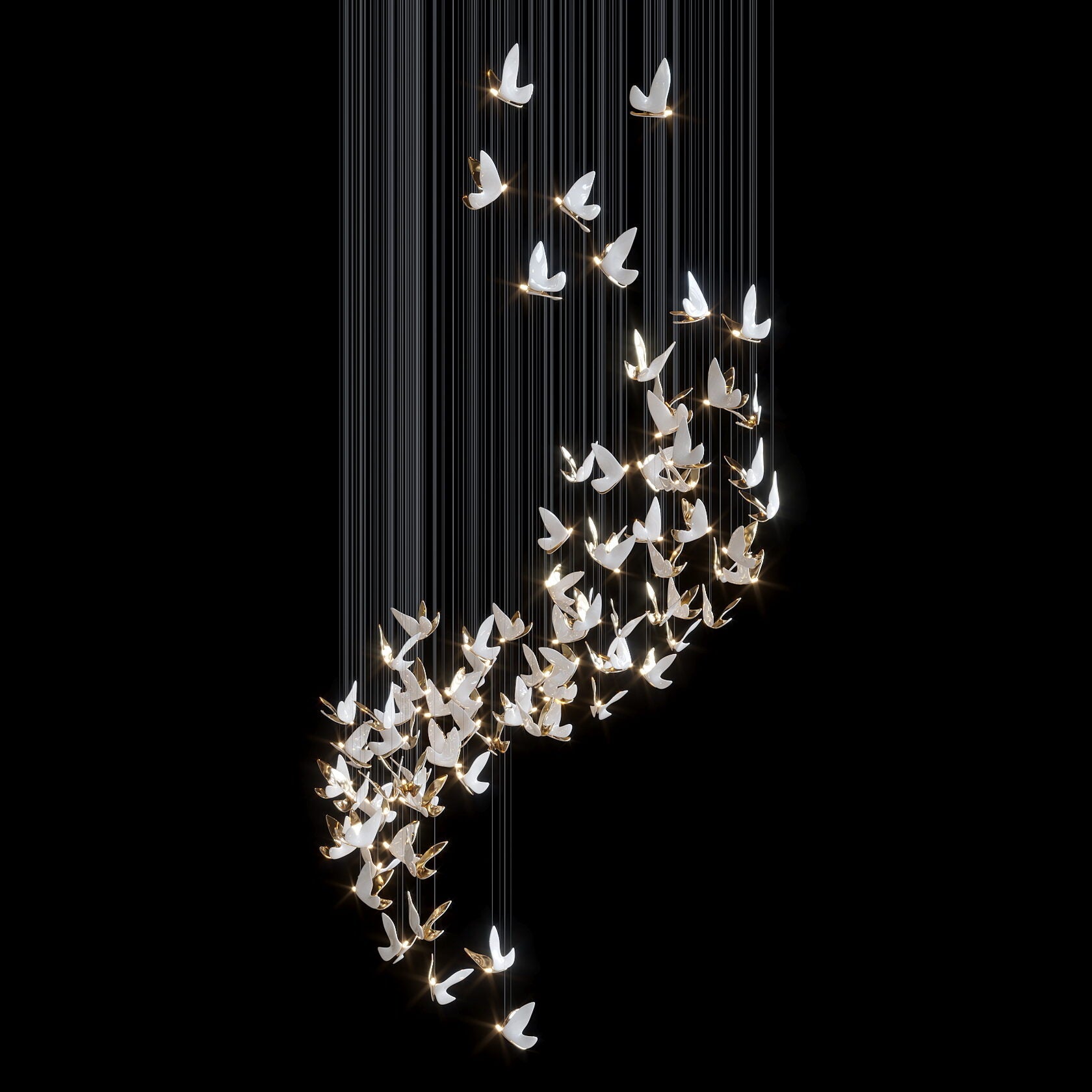White Butterfly Flight Chandelier