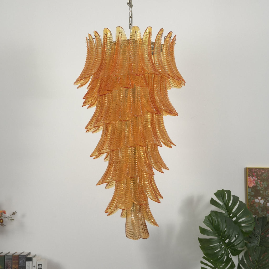 Amber Leaf Cascade Chandelier Glass lighting by Bling Lighting Studio