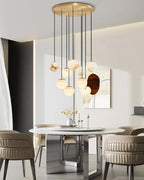 Small Alabaster Cluster Globes Ceiling Pendant Light For High Ceiling