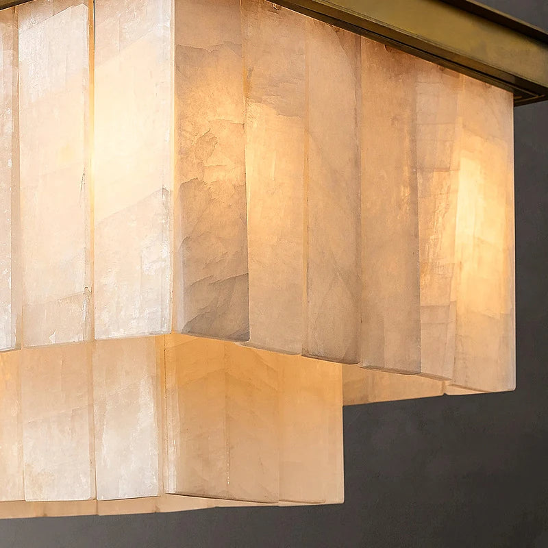 Windsor Linear Alabaster Dining Chandelier material and finish detail