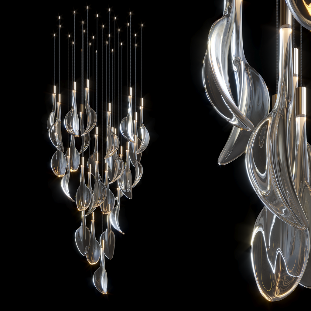 Crystal Flame Drop Chandelier