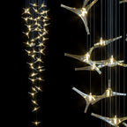 White Gold Leaf Vine Chandelier