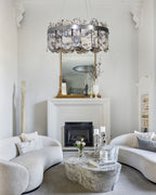 Modern LED Marble Round Chandelier 24" 32"