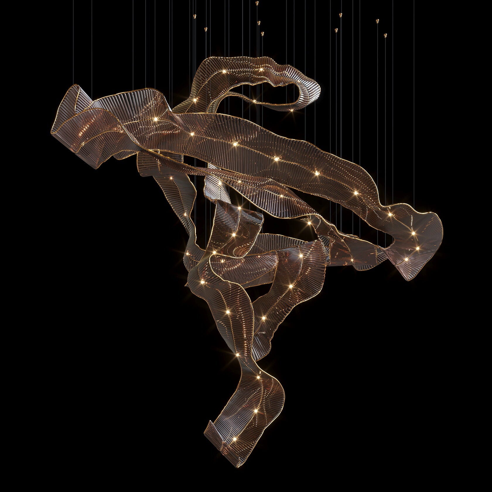 Bronze Ribbon Wave Chandelier