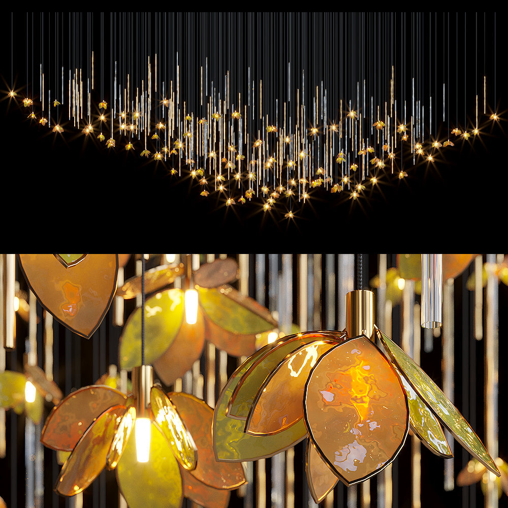 Amber Blossom Rain Chandelier