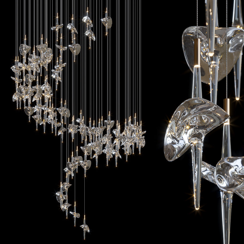 Crystal Disc Spire Chandelier