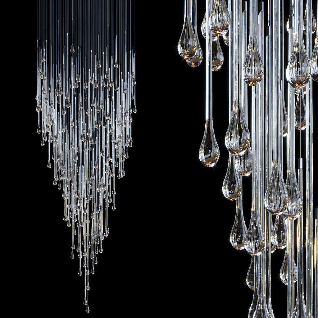 Crystal Teardrop Tube Rain Chandelier