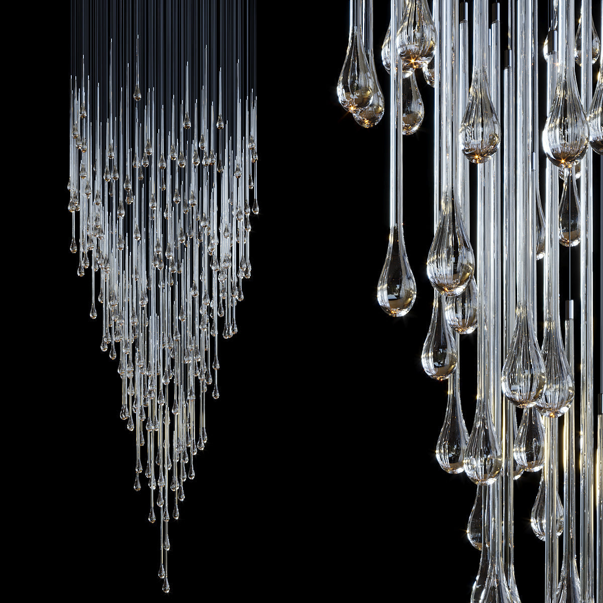 Crystal Teardrop Tube Rain Chandelier