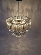 Signed Camer Eight-Tier Glass Prism Chandelier, 1960s, Italia