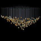 Gold Green Pod Rain Chandelier