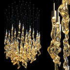 Amber Crystal Ribbon Rain Chandelier