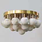 Alabaster Semi Flush Mount with Etched Opal Marble Shades