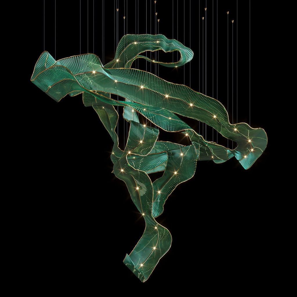 Green Ribbon Wave Chandelier