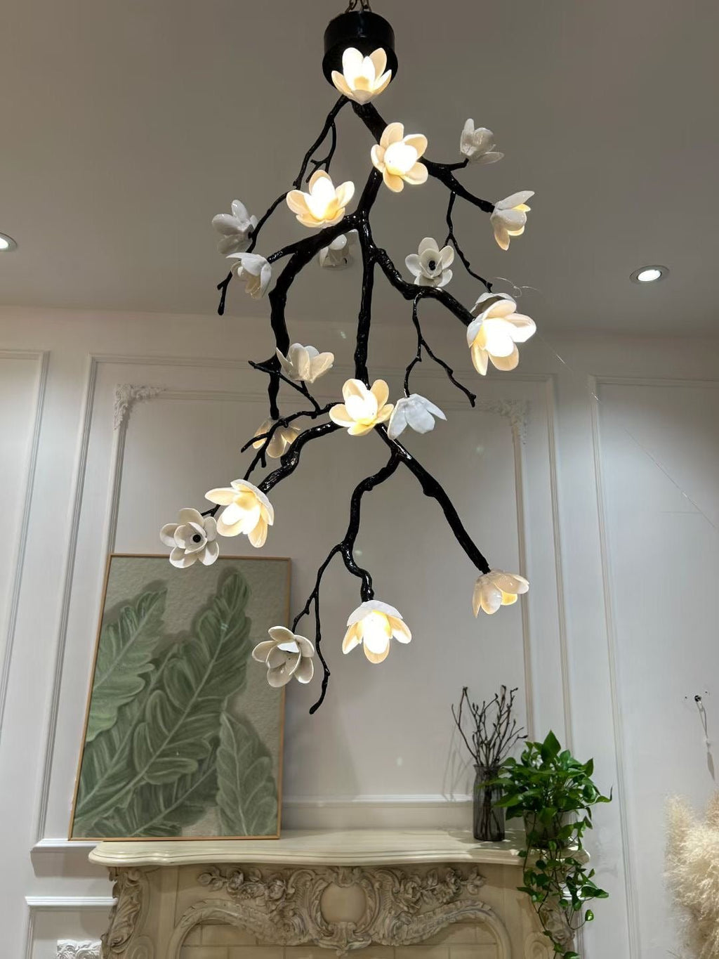 Large Long Branch Flower Chandelier by Bling Lighting Studio