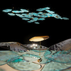 Aqua Glass Manta Orbit Chandelier