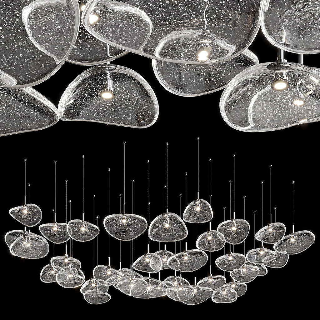 Bubble Glass Pebble Cascade Chandelier