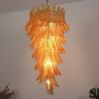 Amber Leaf Cascade Chandelier Glass lighting by Bling Lighting Studio