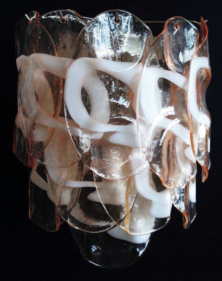 Murano Wall Lamp | 10 Pink Crostoli Glass | Set of 2
