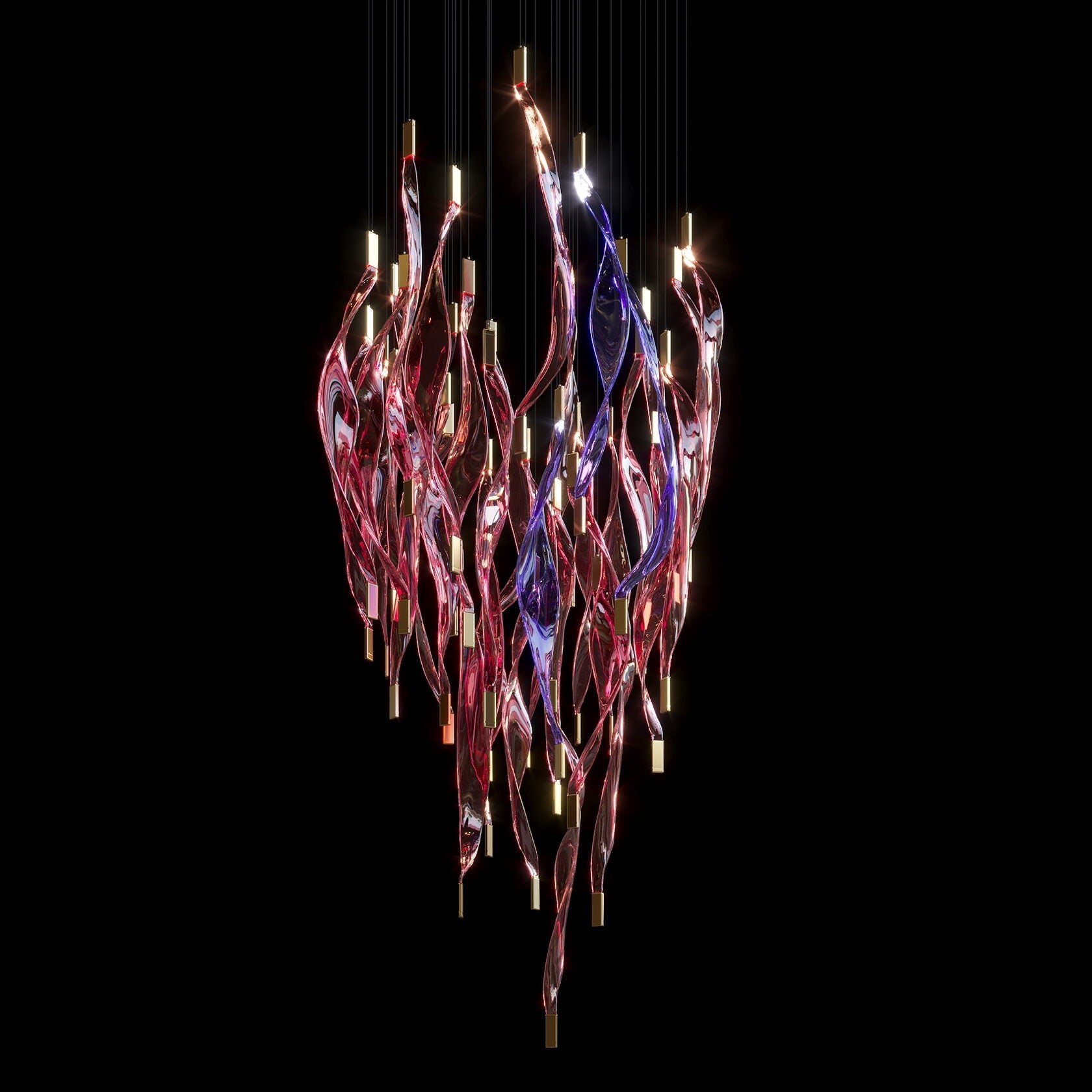 Crimson Flame Cascade Chandelier