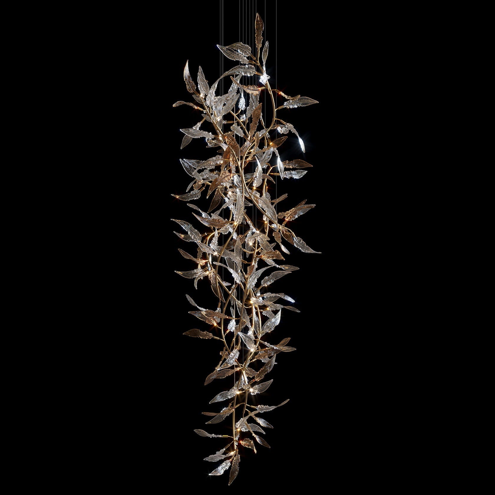Pink Silver Leaf Vine Chandelier