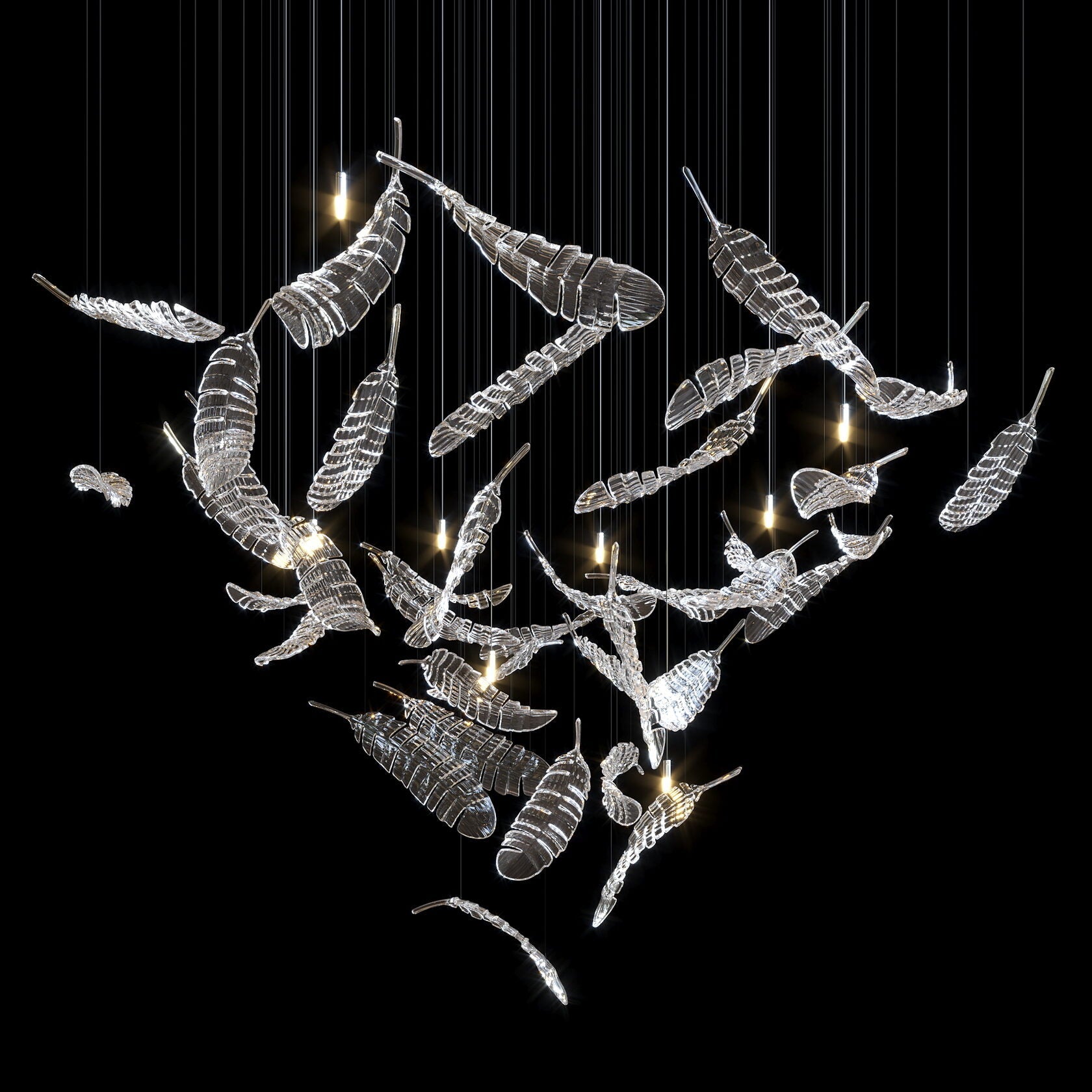 Crystal Feather Flight Chandelier