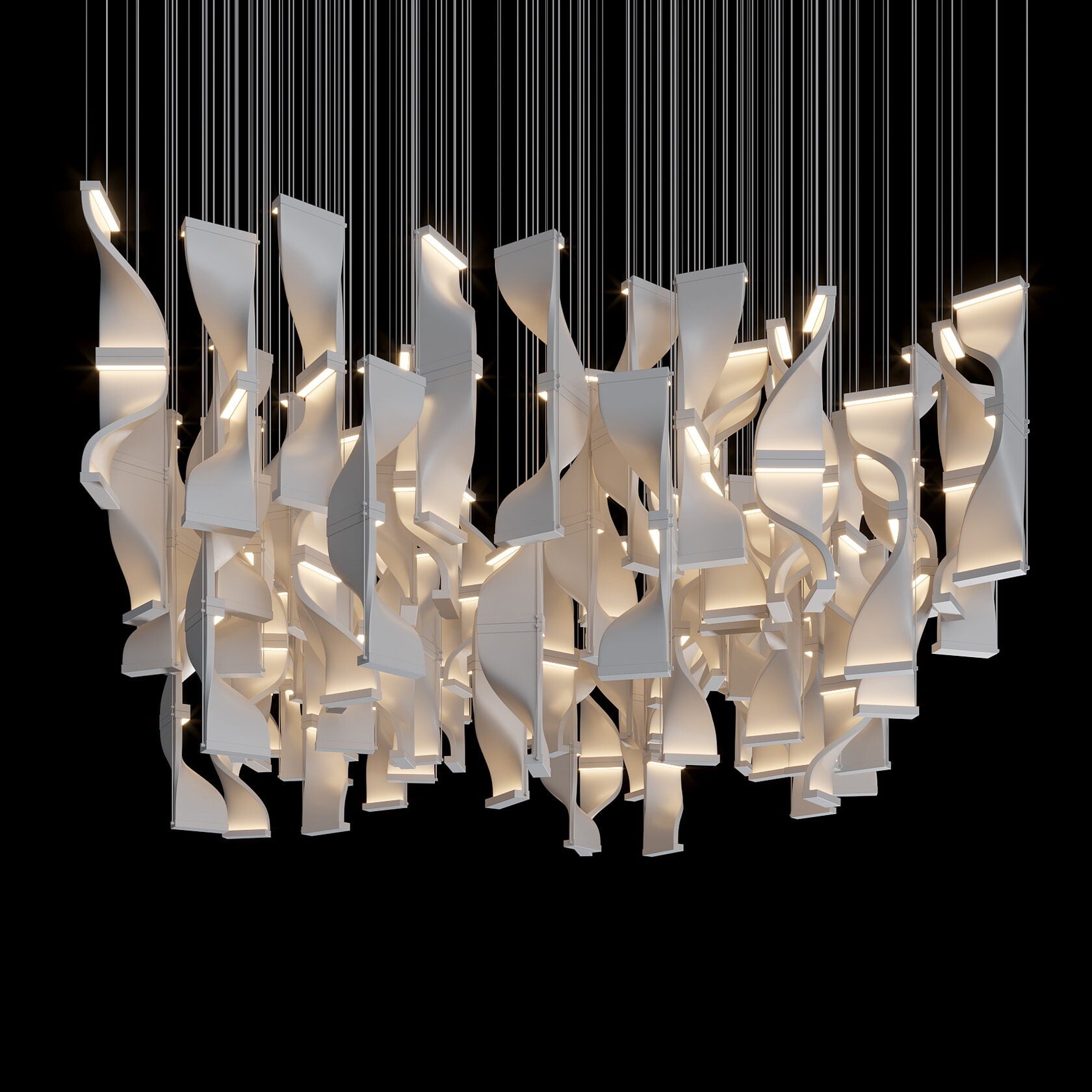 White Ribbon Wave Chandelier
