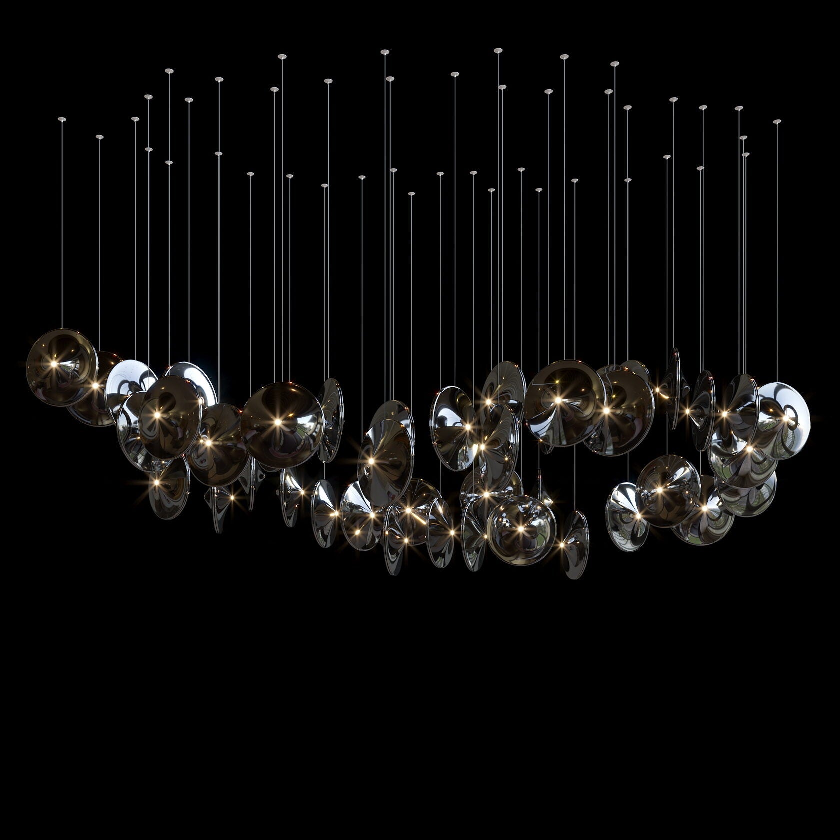 Smoke Glass Disc Cluster Chandelier