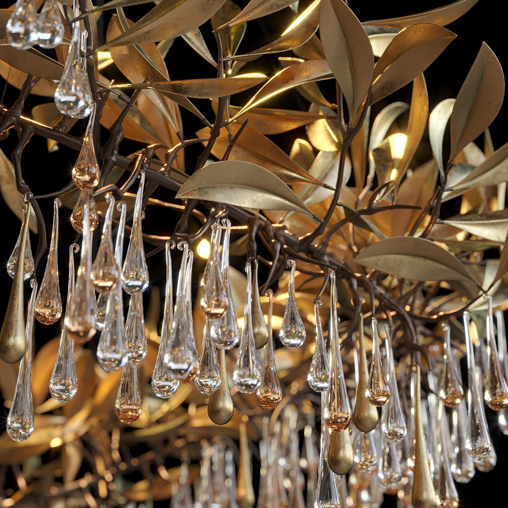 Olive Leaf Rain Chandelier