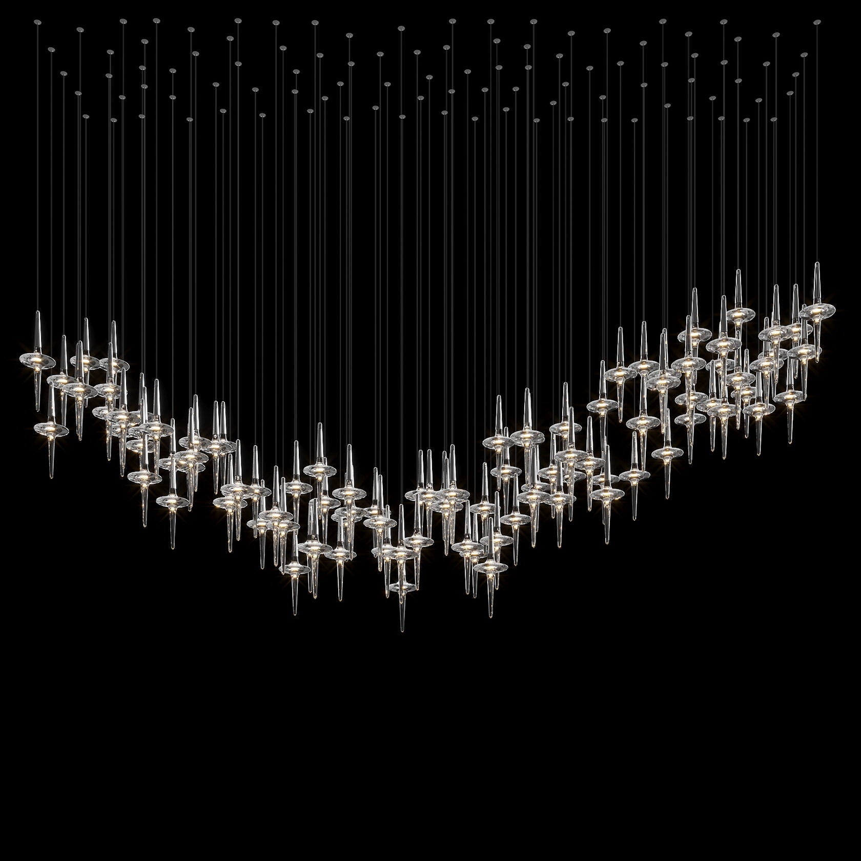 Crystal Icicle Saucer Chandelier