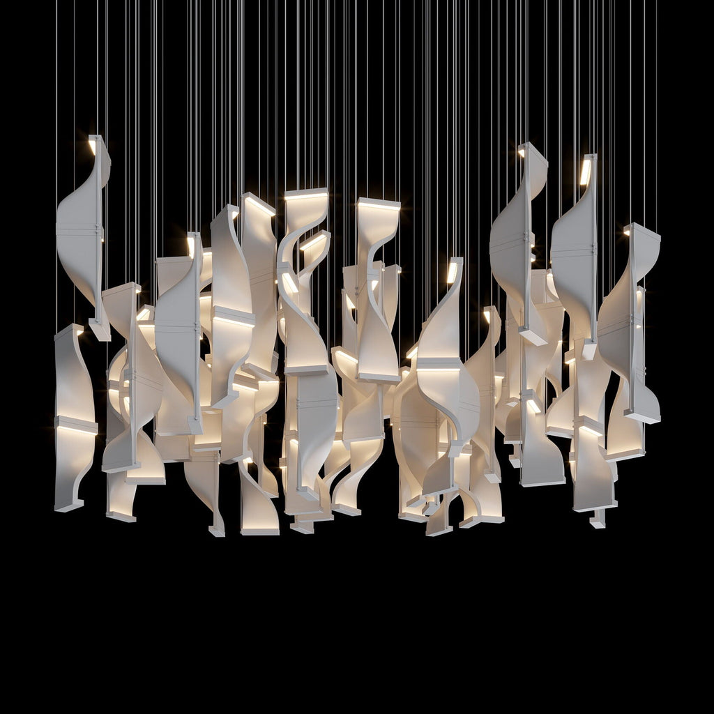 White Ribbon Wave Chandelier