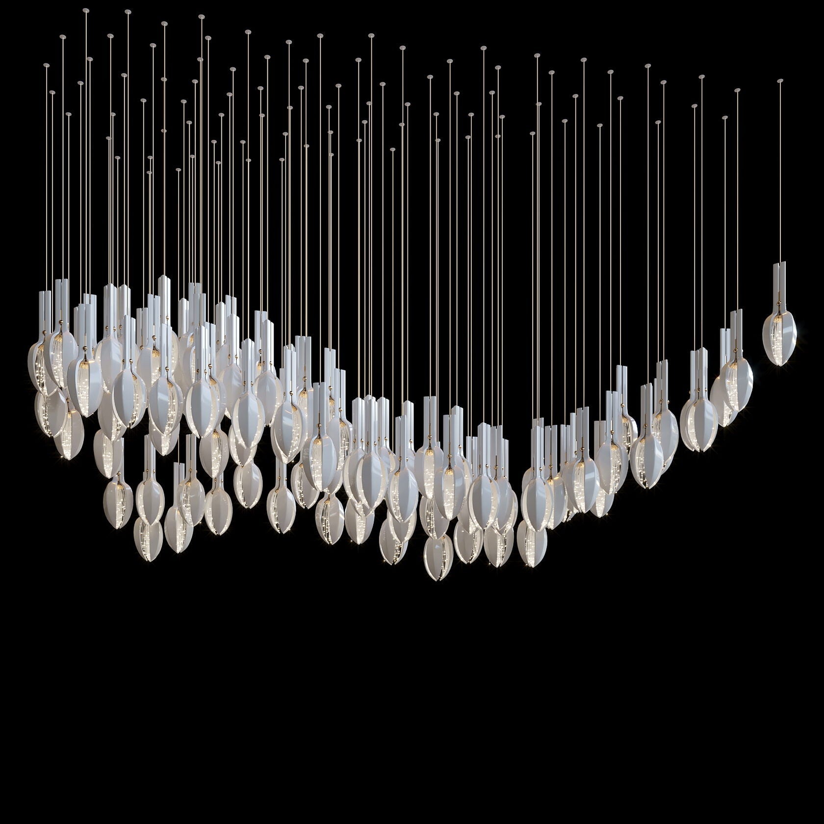 White Seed Pod Garland Chandelier