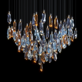 Amber Blue Crystal Rain Chandelier