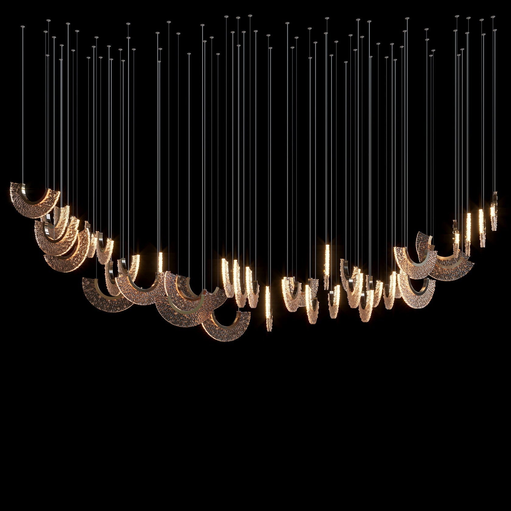 Crystal Fan Arc Chandelier