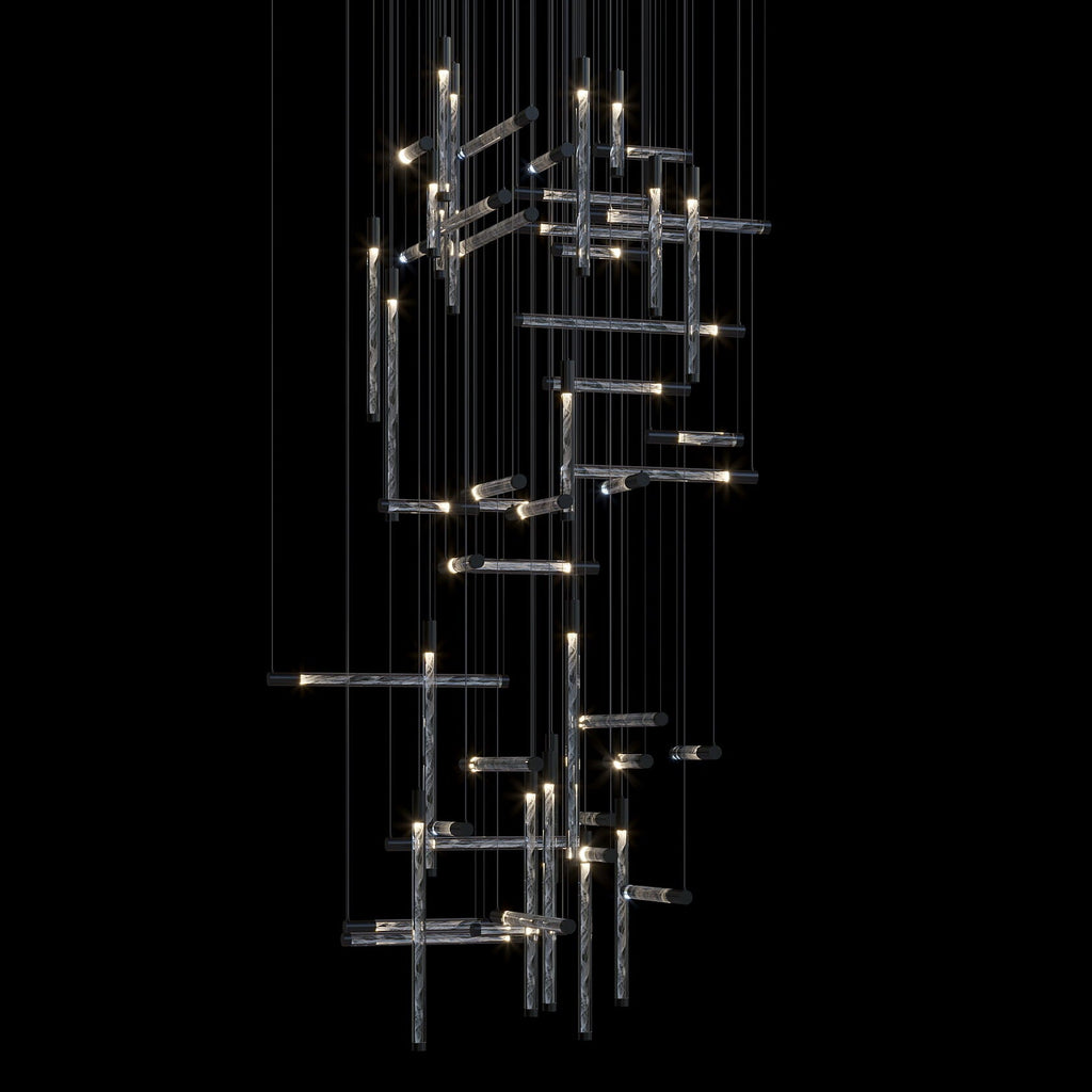 Crystal Beam Grid Chandelier