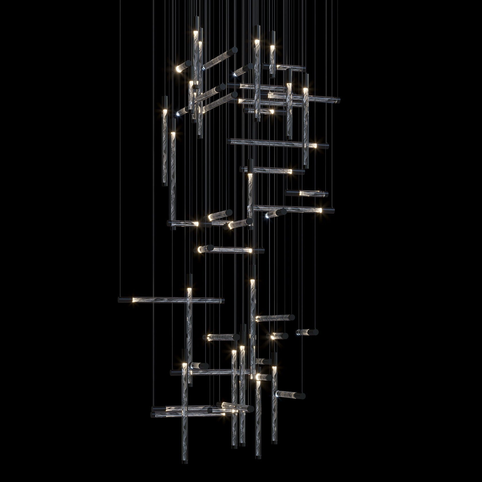 Crystal Beam Grid Chandelier