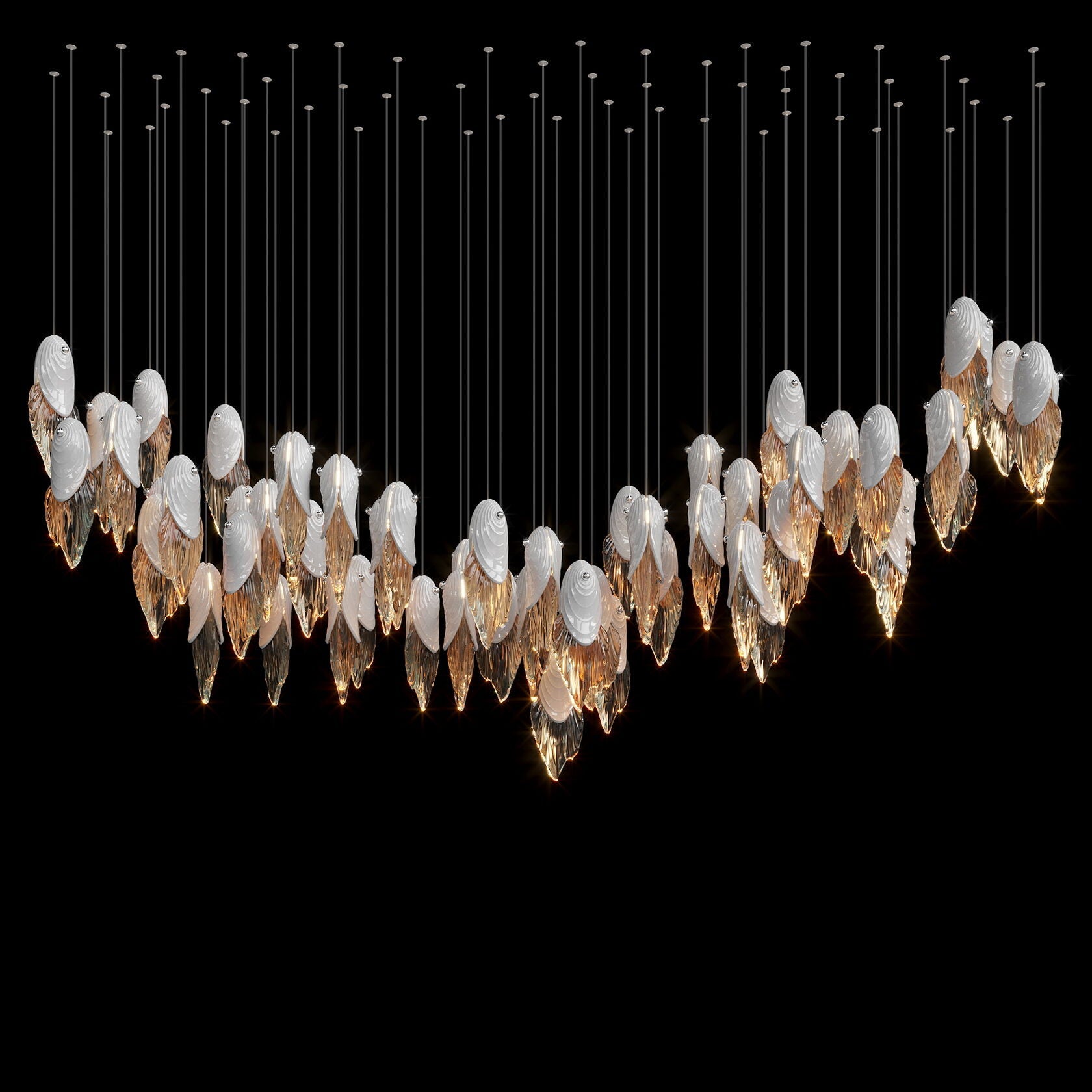 White Shell Cascade Chandelier