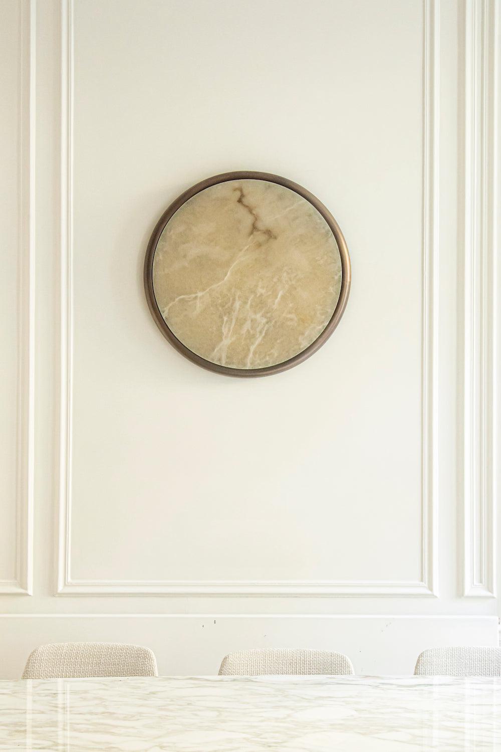 Moon alabaster wall sconce by Bling Lighting Studio