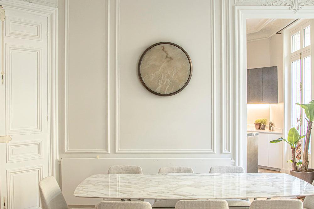Moon alabaster wall sconce by Bling Lighting Studio