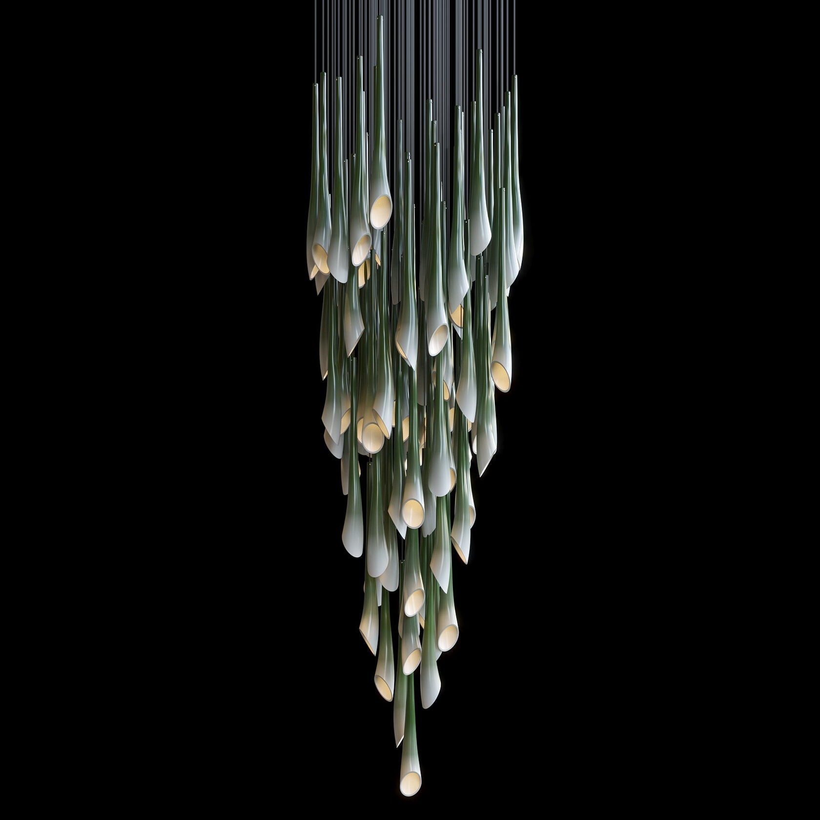 Green Trumpet Cluster Chandelier