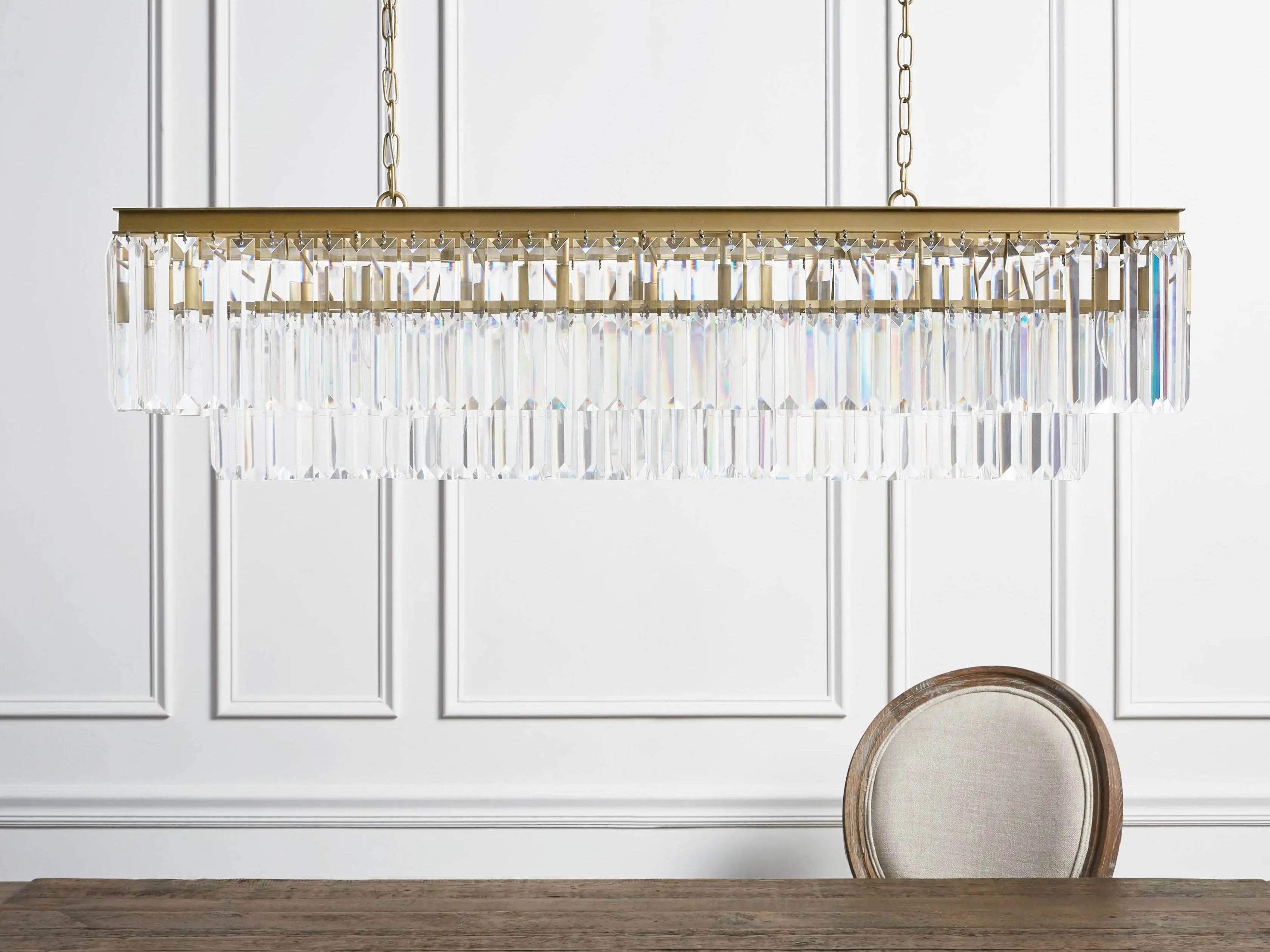 Leyland Tiered Rectangular Chandelier material and finish detail