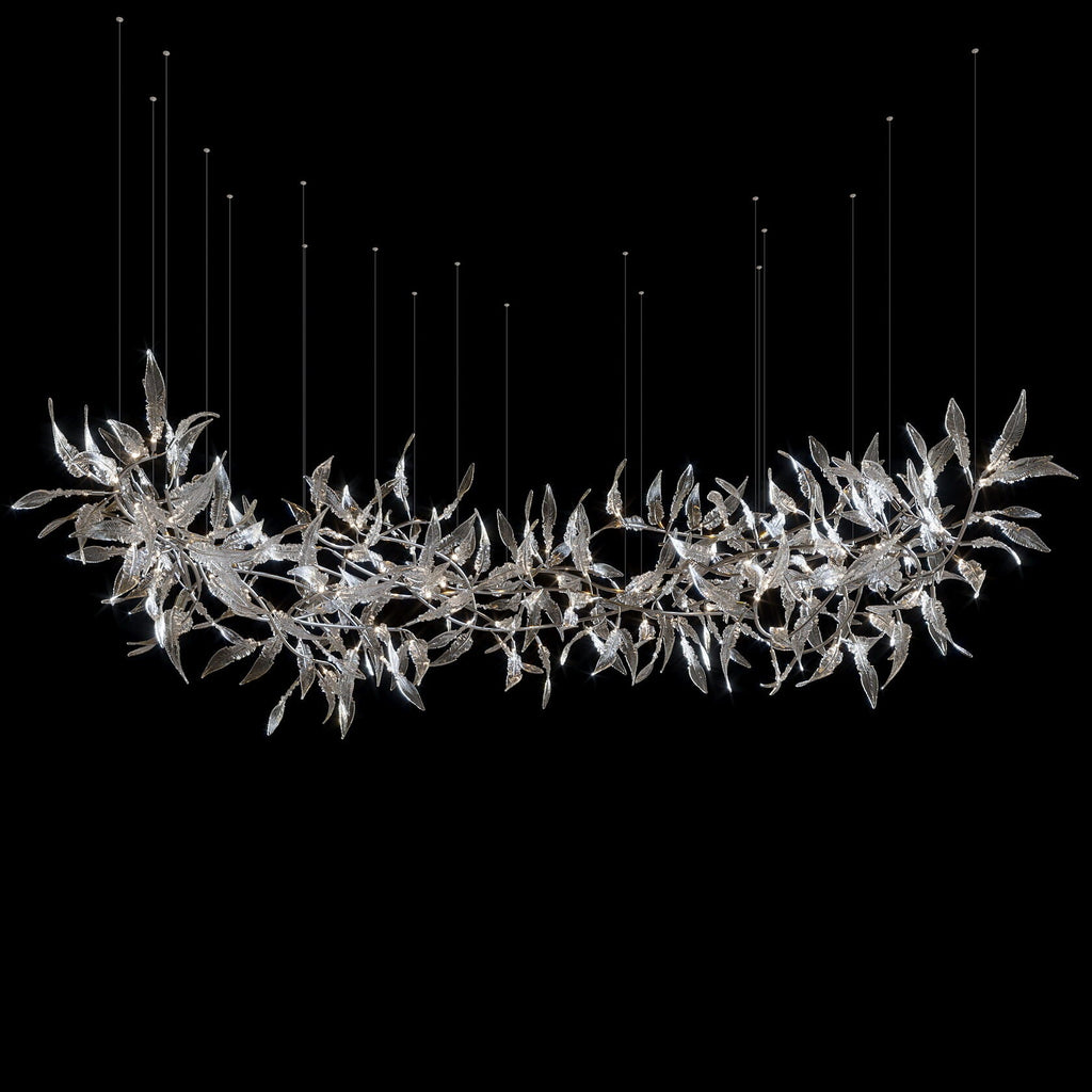 Pink Silver Leaf Vine Chandelier