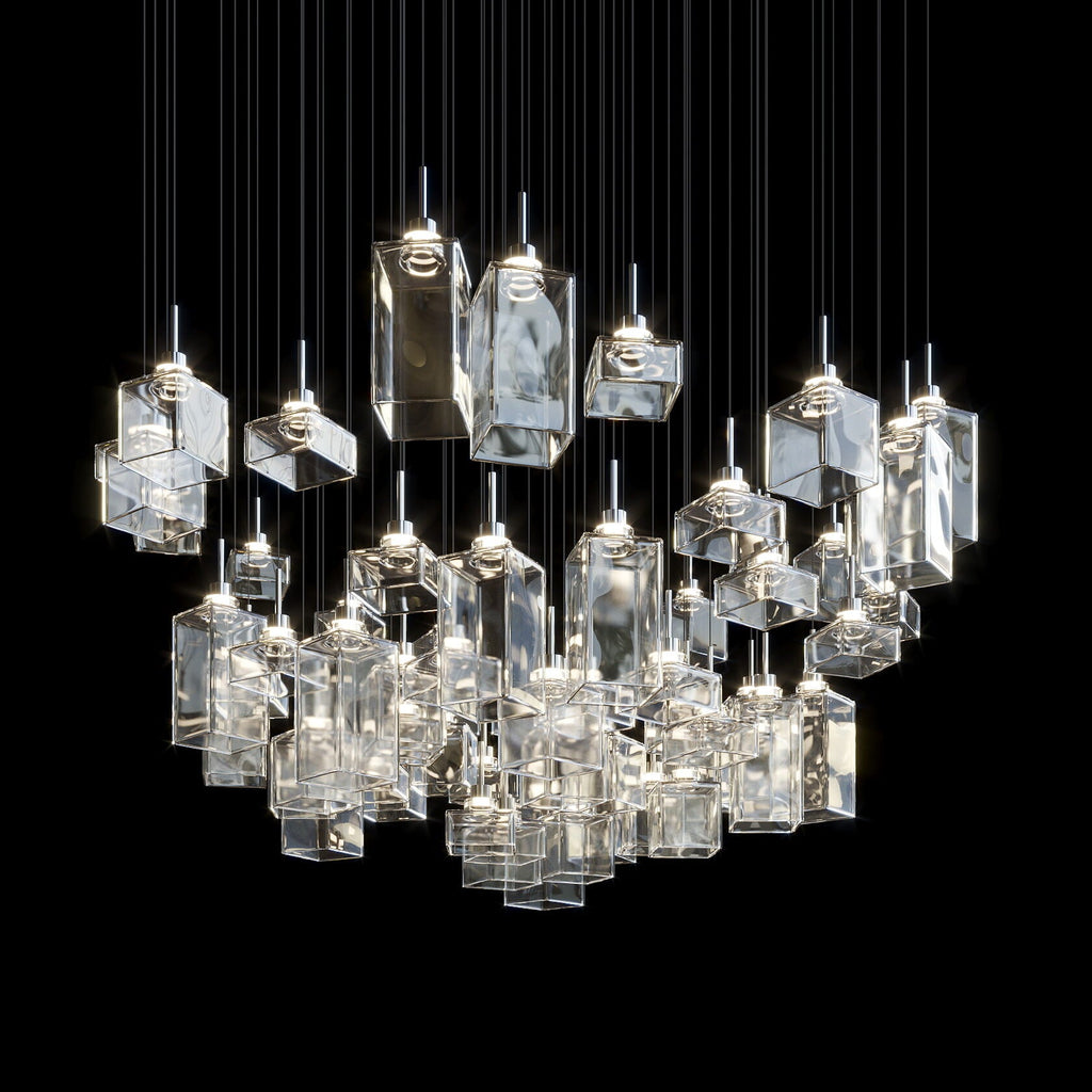 Amber Block Cascade Chandelier