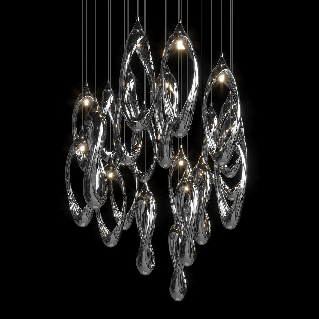 White Ribbon Loop Chandelier