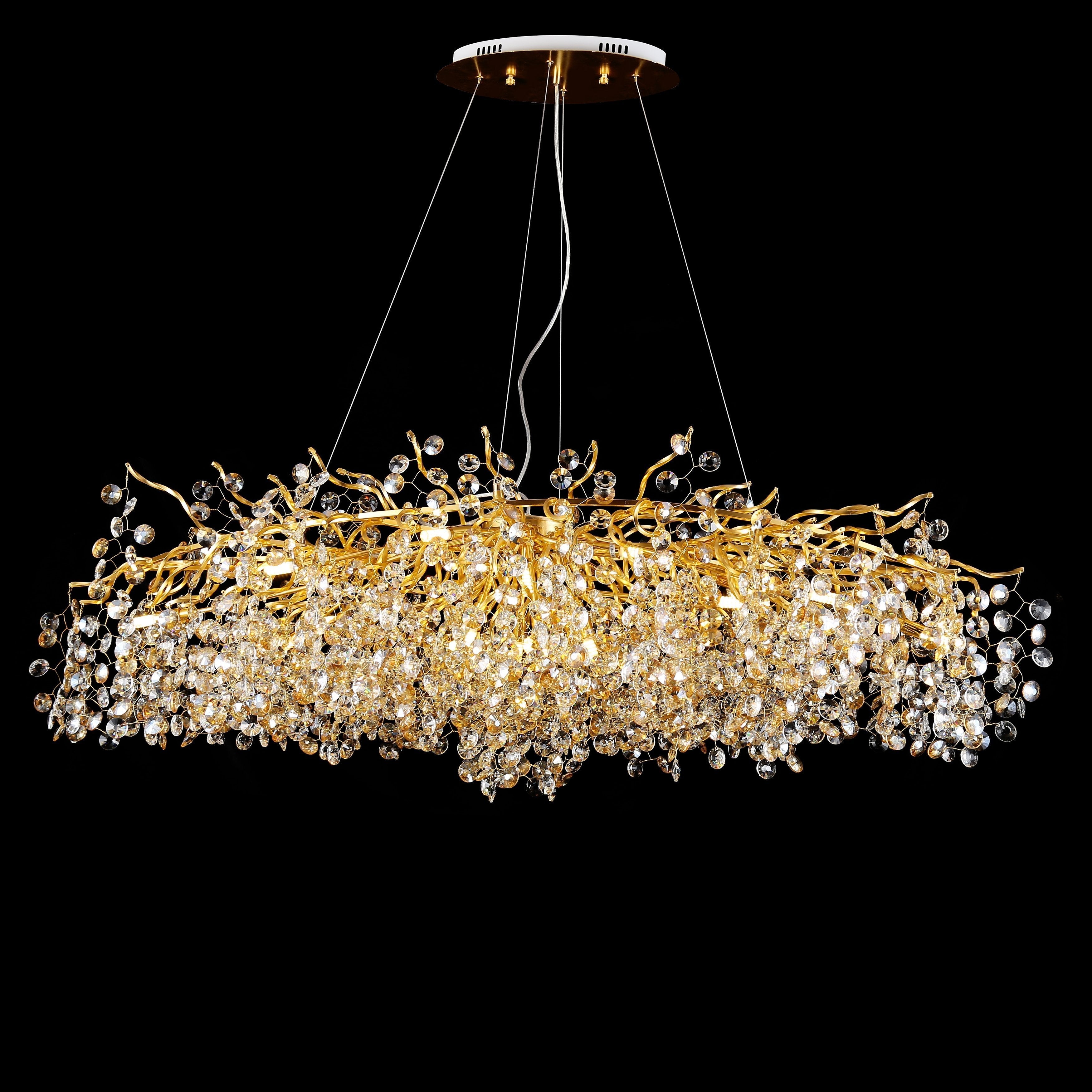 Rhy Crystal Quatre Oval Branch Penny Chandelier by Bling Lighting Studio