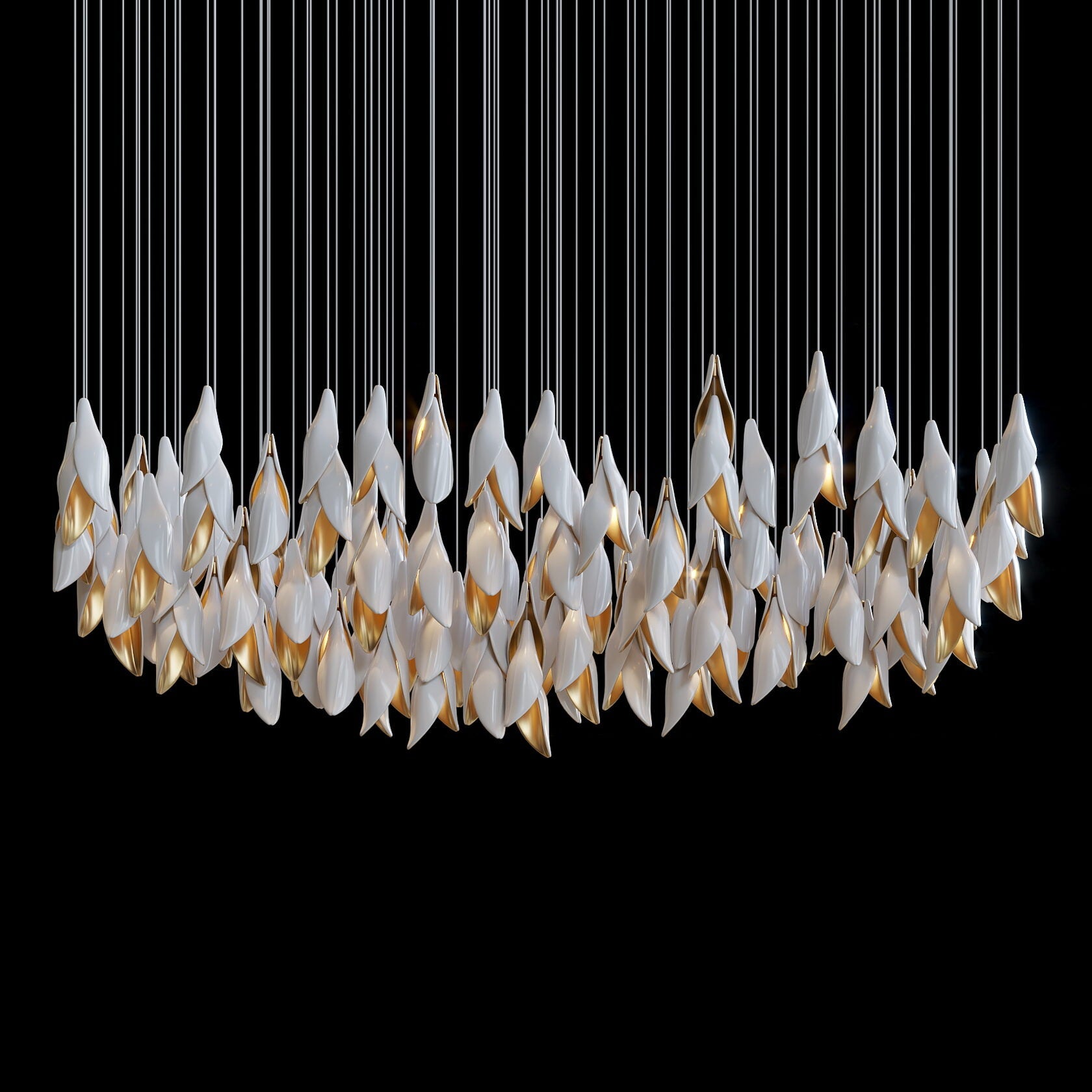 Black Gold Petal Cascade Chandelier