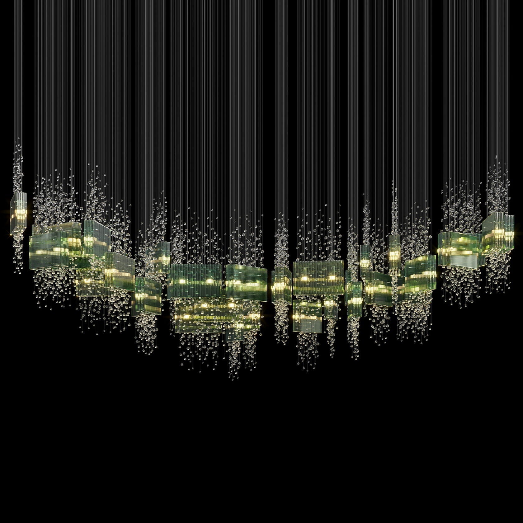 Green Crystal Rain Chandelier